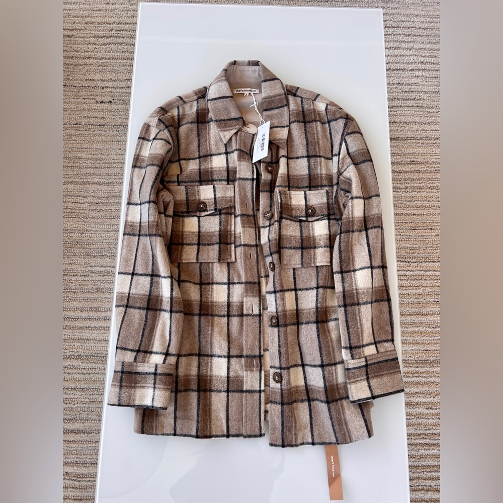Reformation Ridley Brown and Cream Jacket (Brand New)
